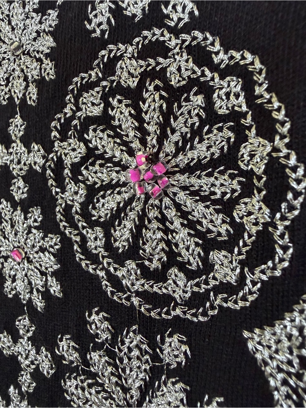 INC International Concepts Black Embroidered Sleeveless Dress Large Beaded Boho - Picture 5 of 10